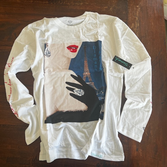 NWT DIAMOND SUPPLY CO Diamant Paris Graphic Print Long Sleeve Tee T-Shirt XL - Picture 1 of 8